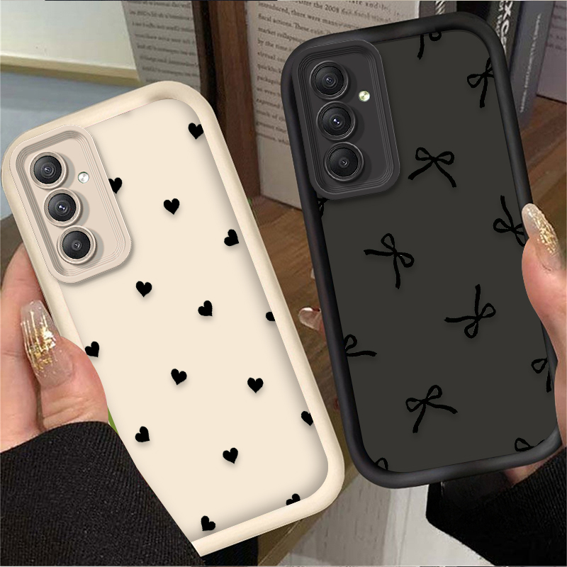 Phone Cases Samsung Galaxy - Custodia Nera con Cuore e Fiocco