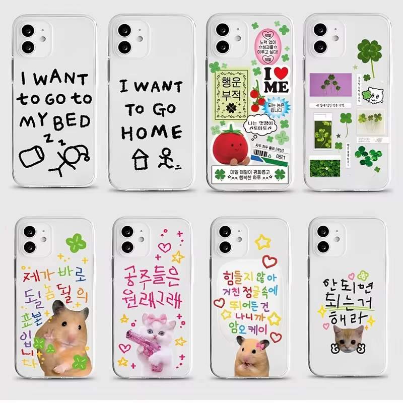 Phone Cases Mous - Custodia per telefono coreana con quadrifoglio